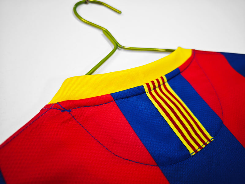 Camisa Barcelona Home Retro 10/11 Manga Longa - Vermelha e Azul