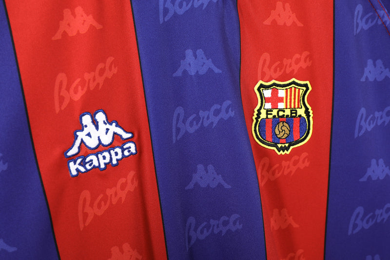 Camisa Barcelona Home Retro 95/97 Manga Longa - Vermelha e Azul