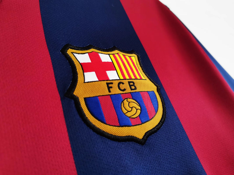 Camisa Barcelona Home Retro 14/15 - Vermelha e Azul