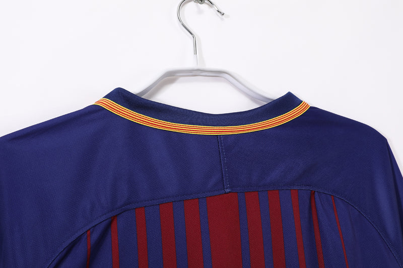Camisa Barcelona Home Retro 17/18 Manga Longa - Vermelha e Azul