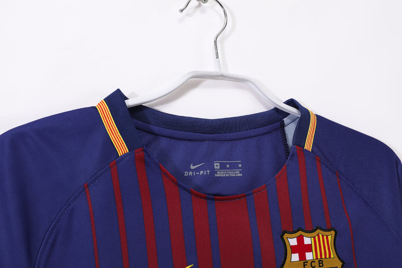Camisa Barcelona Home Retro 17/18 Manga Longa - Vermelha e Azul