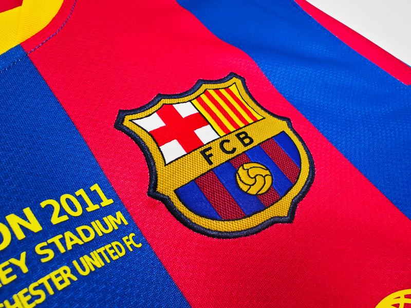Camisa Barcelona Home Retro 10/11 Manga Longa - Vermelha e Azul