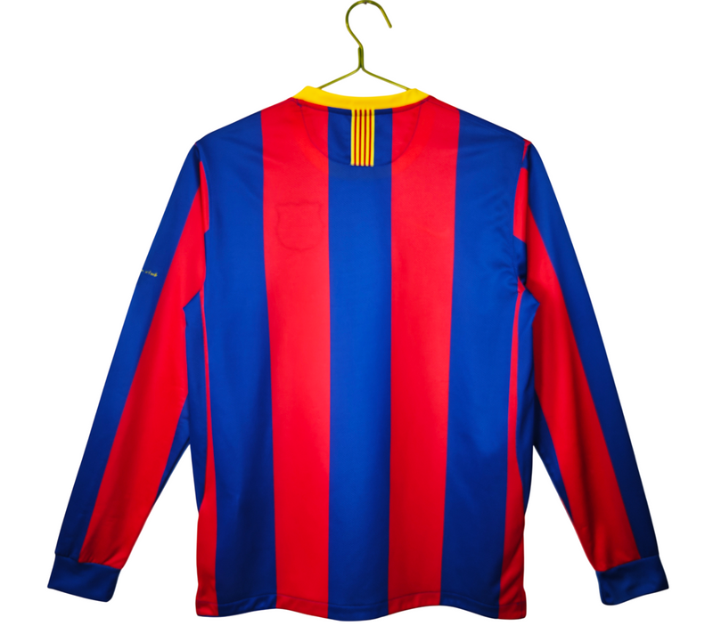 Camisa Barcelona Home Retro 10/11 Manga Longa - Vermelha e Azul