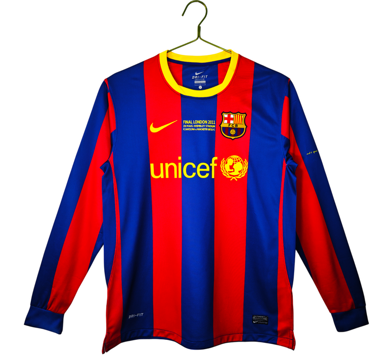 Camisa Barcelona Home Retro 10/11 Manga Longa - Vermelha e Azul