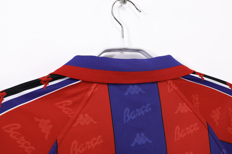 Camisa Barcelona Home Retro 95/97 Manga Longa - Vermelha e Azul