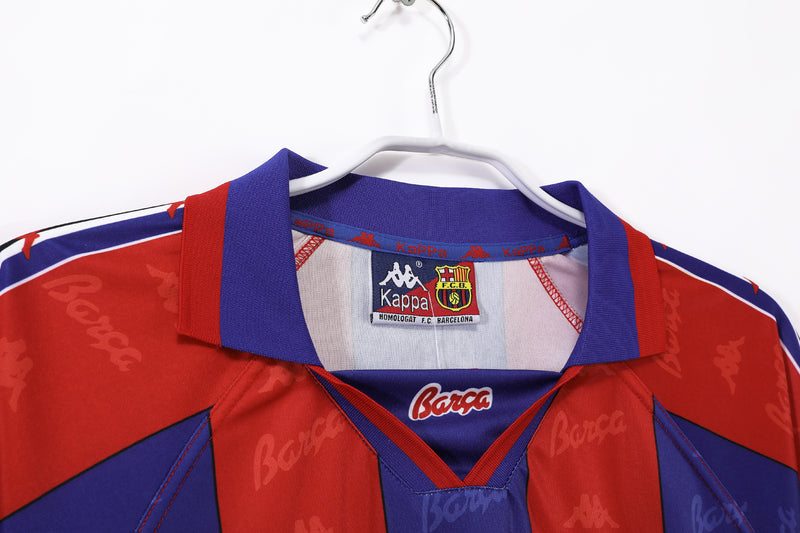 Camisa Barcelona Home Retro 95/97 Manga Longa - Vermelha e Azul