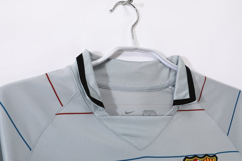 Camisa Barcelona Away Retro 03/04 Manga Longa - Cinza