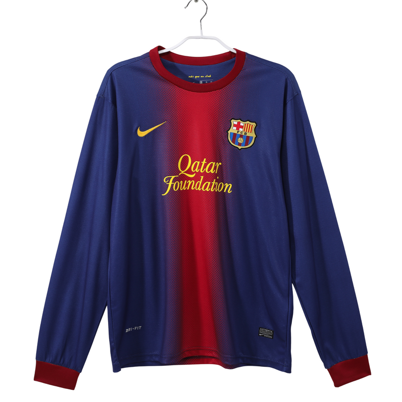 Camisa Barcelona Home Retro 12/13 Manga Longa - Vermelha e Azul