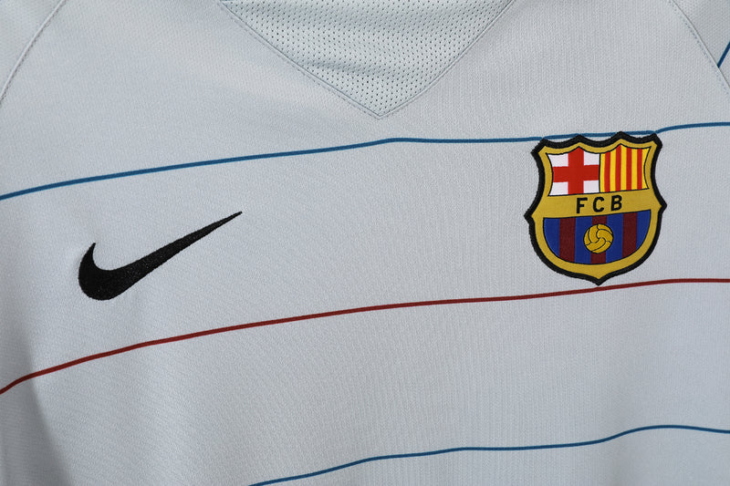 Camisa Barcelona Away Retro 03/04 Manga Longa - Cinza