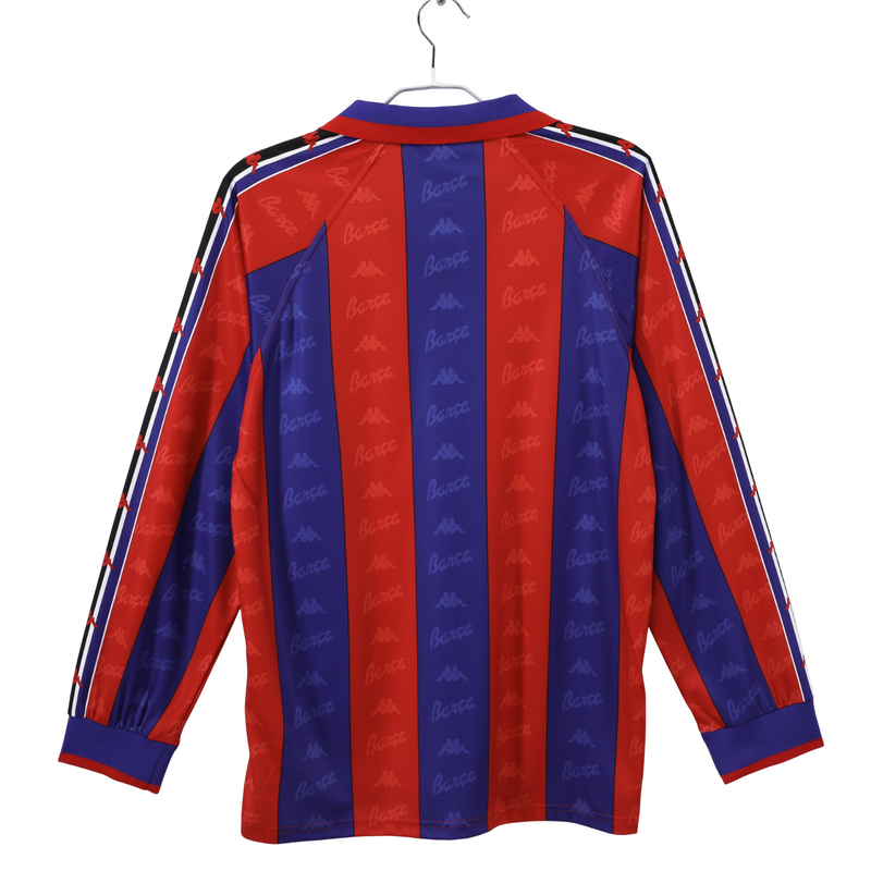 Camisa Barcelona Home Retro 95/97 Manga Longa - Vermelha e Azul
