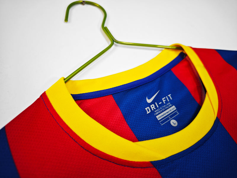 Camisa Barcelona Home Retro 10/11 Manga Longa - Vermelha e Azul
