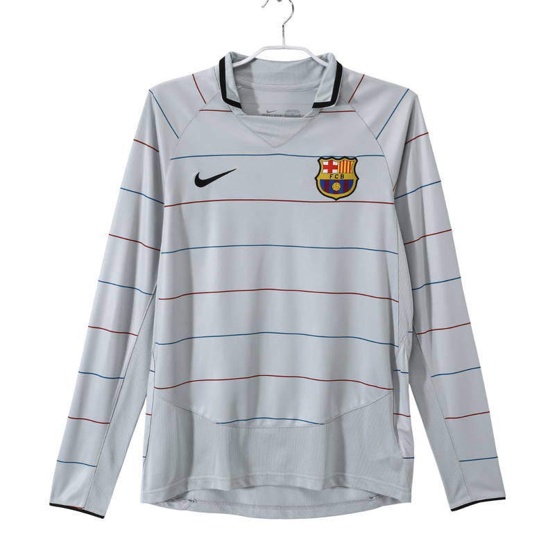 Camisa Barcelona Away Retro 03/04 Manga Longa - Cinza