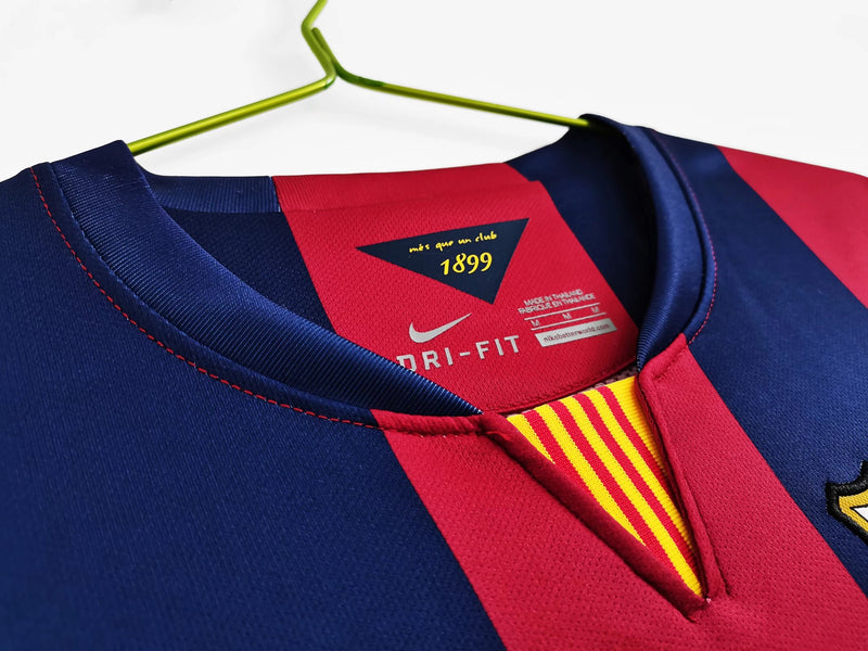Camisa Barcelona Home Retro 14/15 - Vermelha e Azul